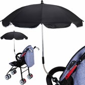 Paraplu / parasol voor kinderwagen / buggy. Wordt bevestigd aan de metalen staven van de kinderwagen en met flexibele arm om de hoek van de paraplu aan te passen. 75 cm diameter. Z