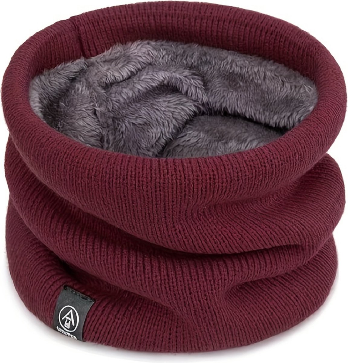Winter - gevoerde Nek sjaal- Nekwarmer - Halswarmer - Motor - Colsjaal - Col - met voering - imitatiebont - windbescherming - gezichtbescherming - Kleur Zwart met grijs
