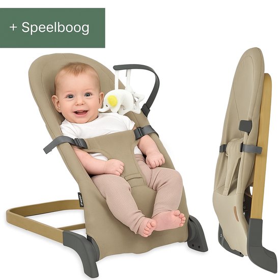 Opvouwbare & Lichtgewicht Wipstoel met Gratis Speelboog - Comfortabel & Veilig - Geboorte tot 2 Jaar - Wipstoel Baby - Afneembare & Wasbare Hoes - Brendan Baby Care