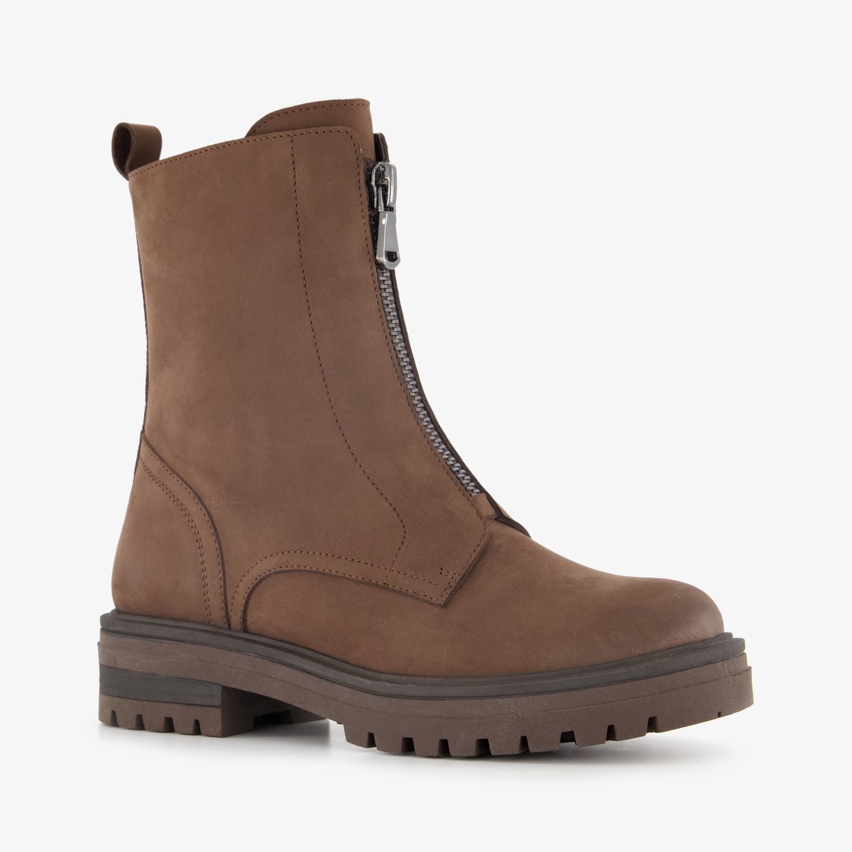 Harper leren dames boots met rits bruin - Maat 41