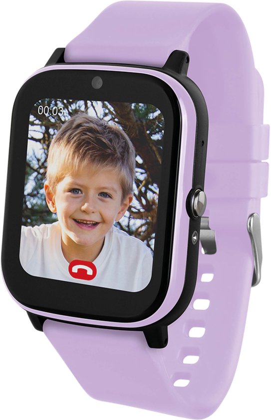 One2track Connect NEXT paars | GPS horloge voor kinderen | Bekijk de locatie van je kind. Stel veilige zones in. En videobellen met de leukste smartwatch voor kinderen