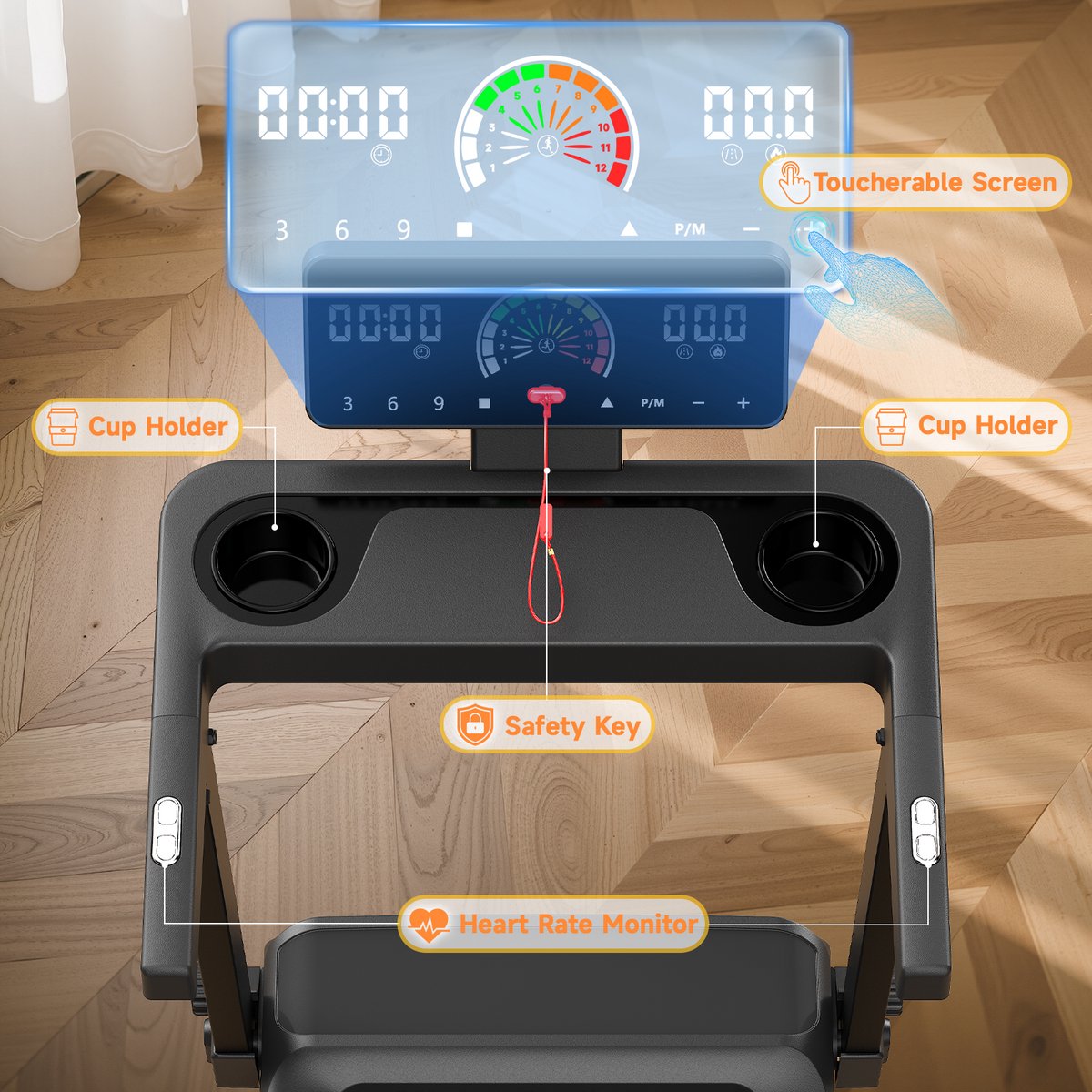 Afbeelding 3 van Loopband met 10% helling - Elektrische loopband - Snelheid 1-12 km/u - Motor 3,0 pk - LED-scherm - Oppervlak 40 x 97 cm - max. 120 kg