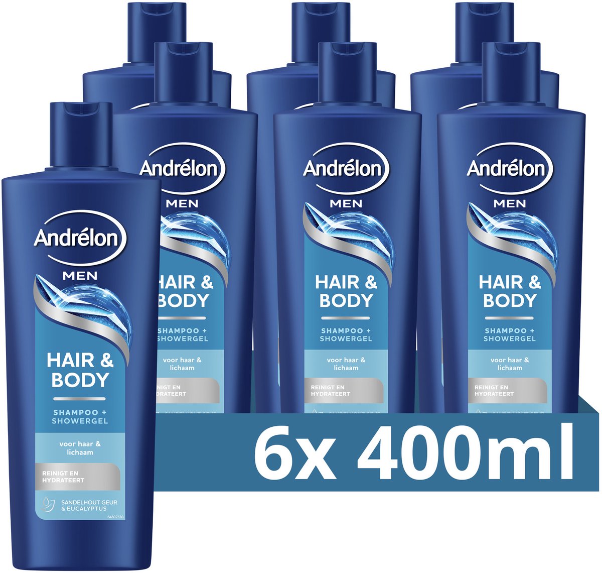 Andrélon - Men Shampoo en Showergel - Hair & Body - 6 x 400 ml