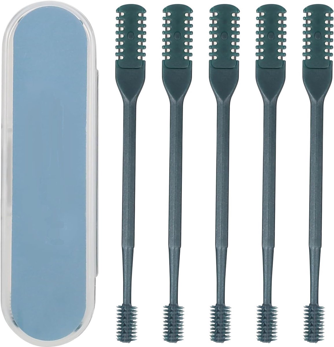 Neushaartrimmer, set van 5 stuks, neushaartrimmer met twee koppen en reiniger, roterende neushaarreinigingsborstel, niet-elektrisch, unisex voor volwassenen, alle leeftijden, volwassenen
