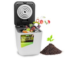 NutriChef Compostmachine - Elektrische Keukencomposter - Composteer Organisch Materiaal en Voedselafval - Automatische Compostemmer - 3L Wit