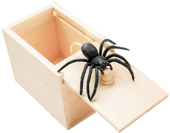 Rubberen Spinnen Trucdoos, Handgemaakte Houten Verrassingsdoos Spin Verstopt in een Doos, Prank Volwassene Spullen voor Volwassenen en Kinderen