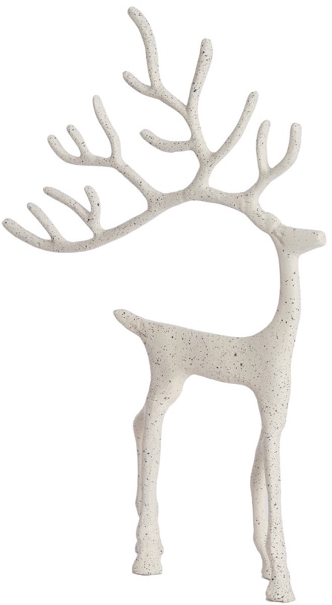Ornament 27,5x7x39 cm DEER wit+grijs