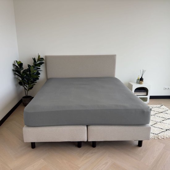 Drap-housse Kayori Emma Topper en satin de Katoen biologique - 180 x 200 cm - Denim