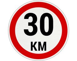 30 km bord | Sign Again materiaal | 15 cm