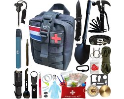 foto van SUR5® Noodpakket - Survivalset Standaard NL / BE Noodpakket - Survival kit voor al uw outdoor avonturen met kwalitatieve Multitool, waterfilter , kompas,... - Sinterklaas cadeautje - Zwart
