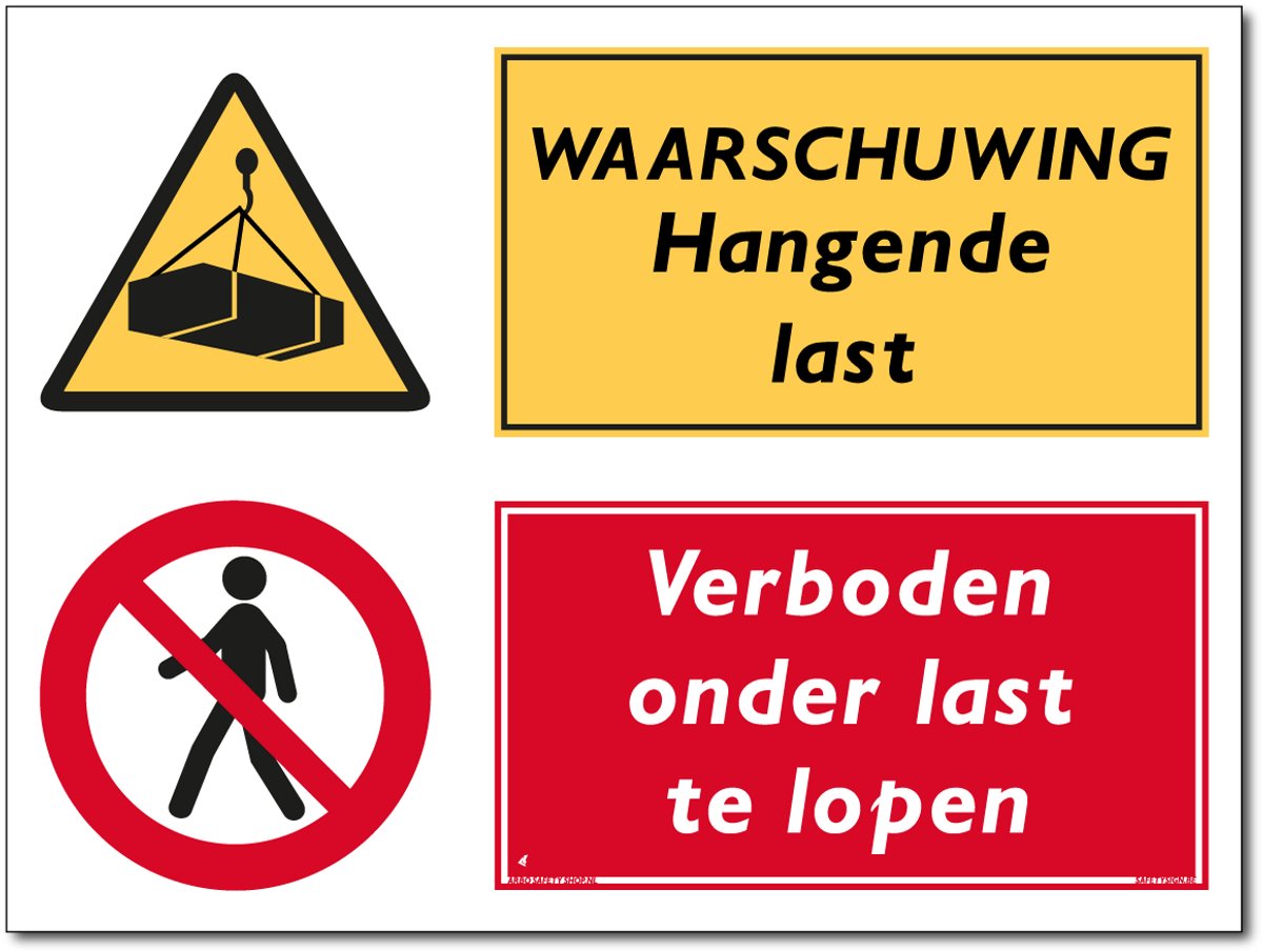 Hangende last bord - Verboden onder last te lopen - Waarschuwing - Forex - 30 x 40 cm