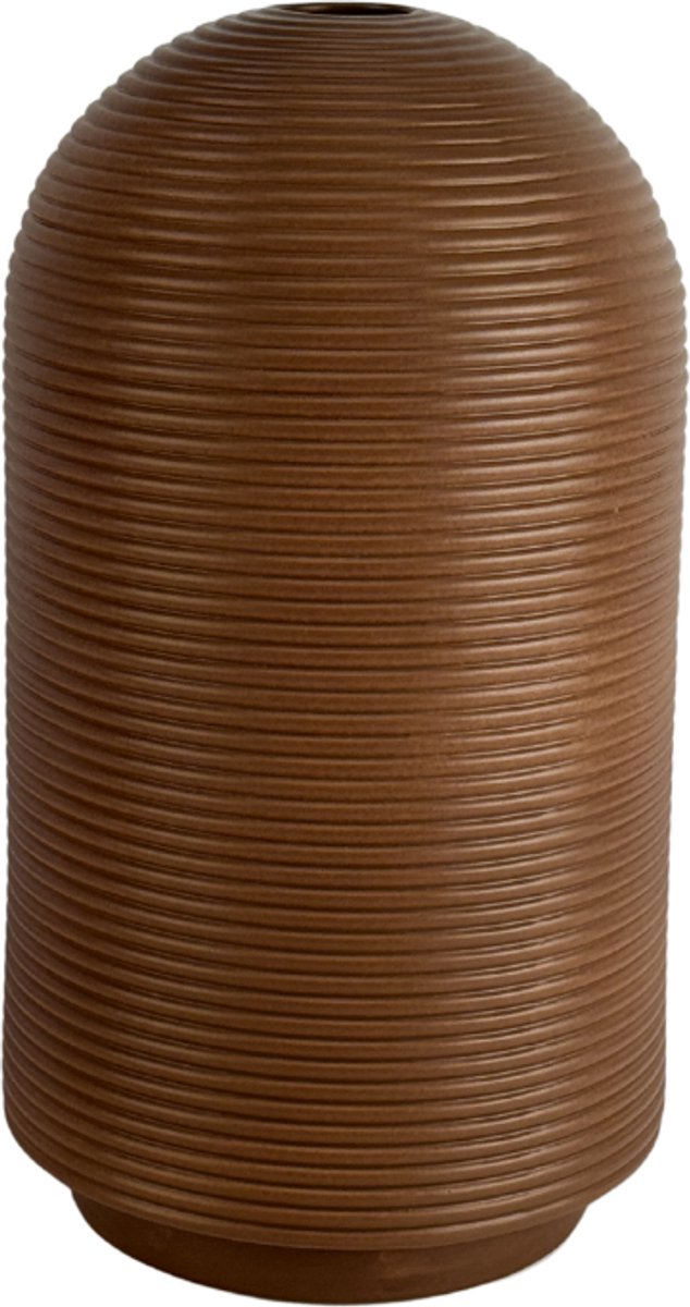 XLBoom Nova X-Tall Mocha - Hoge keramische ribbelvaas (Ø 26 cm) - Verkrijgbaar in Cream & Mocha - Moderne sculpturale vaas geïnspireerd op coil pottery Bruin