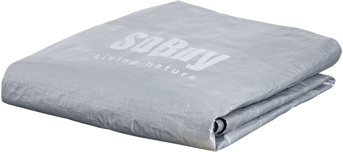 SoBuy Weerbestendig dekzeil voor fietsgarage/gereedschapsschuur, uv-bescherming, regenbescherming, outdoorzeil voor tuin, terras, zilver, 120 x 176 x 163 cm, SDA11-SIL