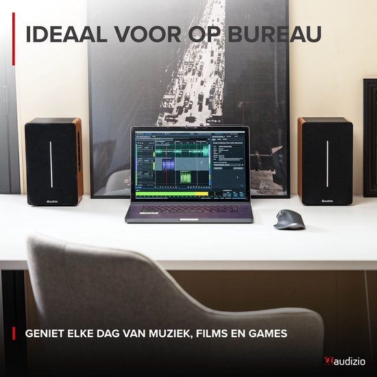 HiFi speakers - Audizio KS01B - Boekenplank speakers - Bluetooth - Houtlook - 120W van Audizio — afbeelding 4