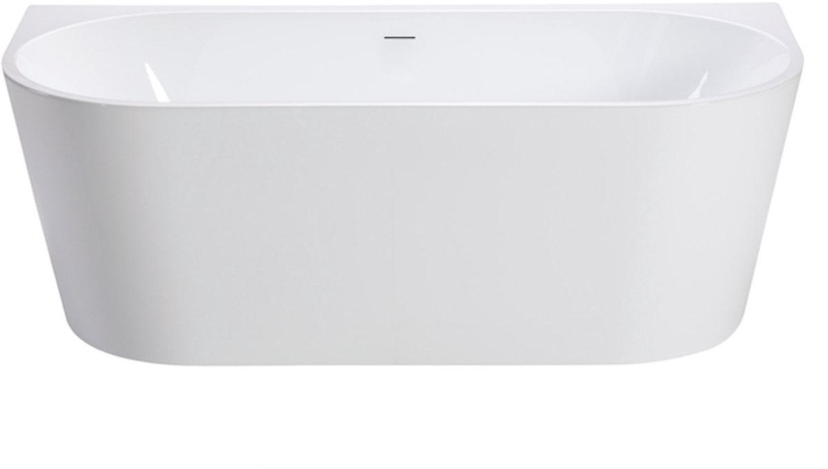 LINEA UNO - Eiby 150 - Glans wit - Halfvrijstaand bad - Wit - 150 x 74 x 58 cm - Half vrijstaand - Acryl - D-vorm- 151351