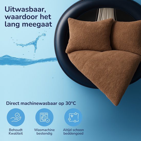 Decoware® Teddy Fleece Dekbedovertrek - Mink - Tweepersoons - 200x220 cm + 2 Kussenslopen 60x70 cm - Dubbelzijdig - Heerlijk Warm van Merkloos — afbeelding 4