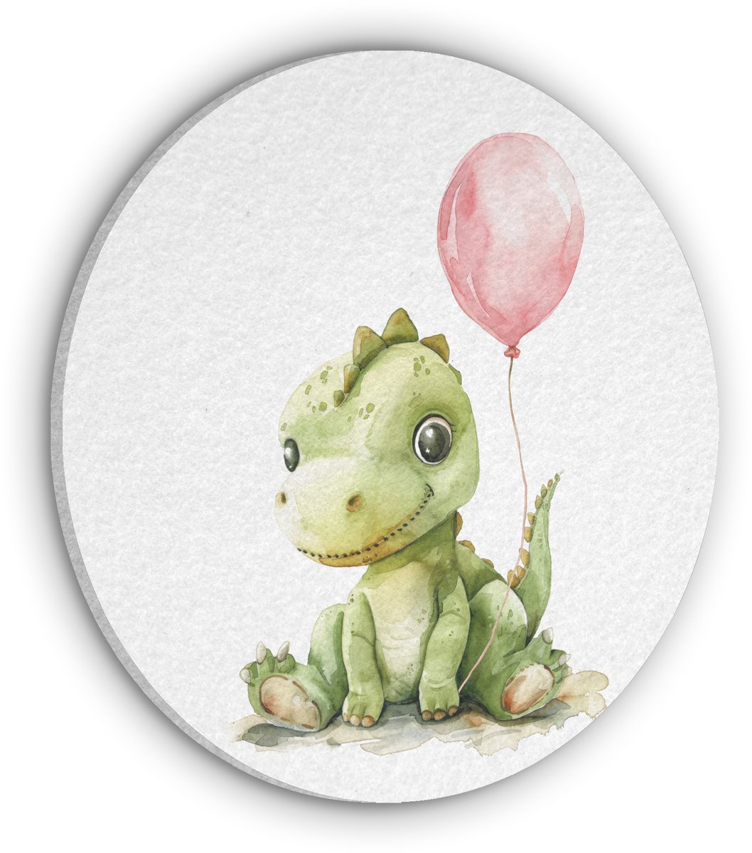 Akoestisch wandpaneel rond 90x90 cm - Vilt schilderij Draak - Baby dier - Roze ballon - Ronde akoestische panelen - Geluidsdempende wanddecoratie - Geluidsisolatie wandcirkel - Muurdecoratie geluidspanelen