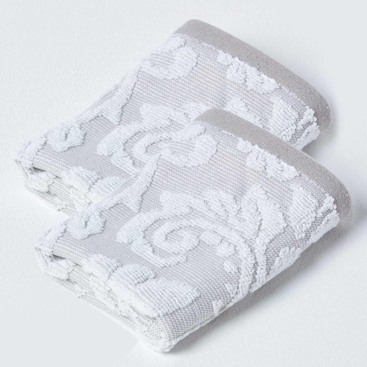 Azomor® Set van twee luxe zeepdoeken met damastpatroon van zacht Turks katoen
