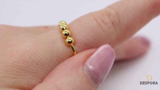 Anxiety Ring - Stress Ring - Fidget Ring - Anxiety Ring For Finger - Draaibare Ring Dames - Fidget Toys - Spinner Ring - Zilver 925 Gold Plated - (16.00 mm / maat 50)