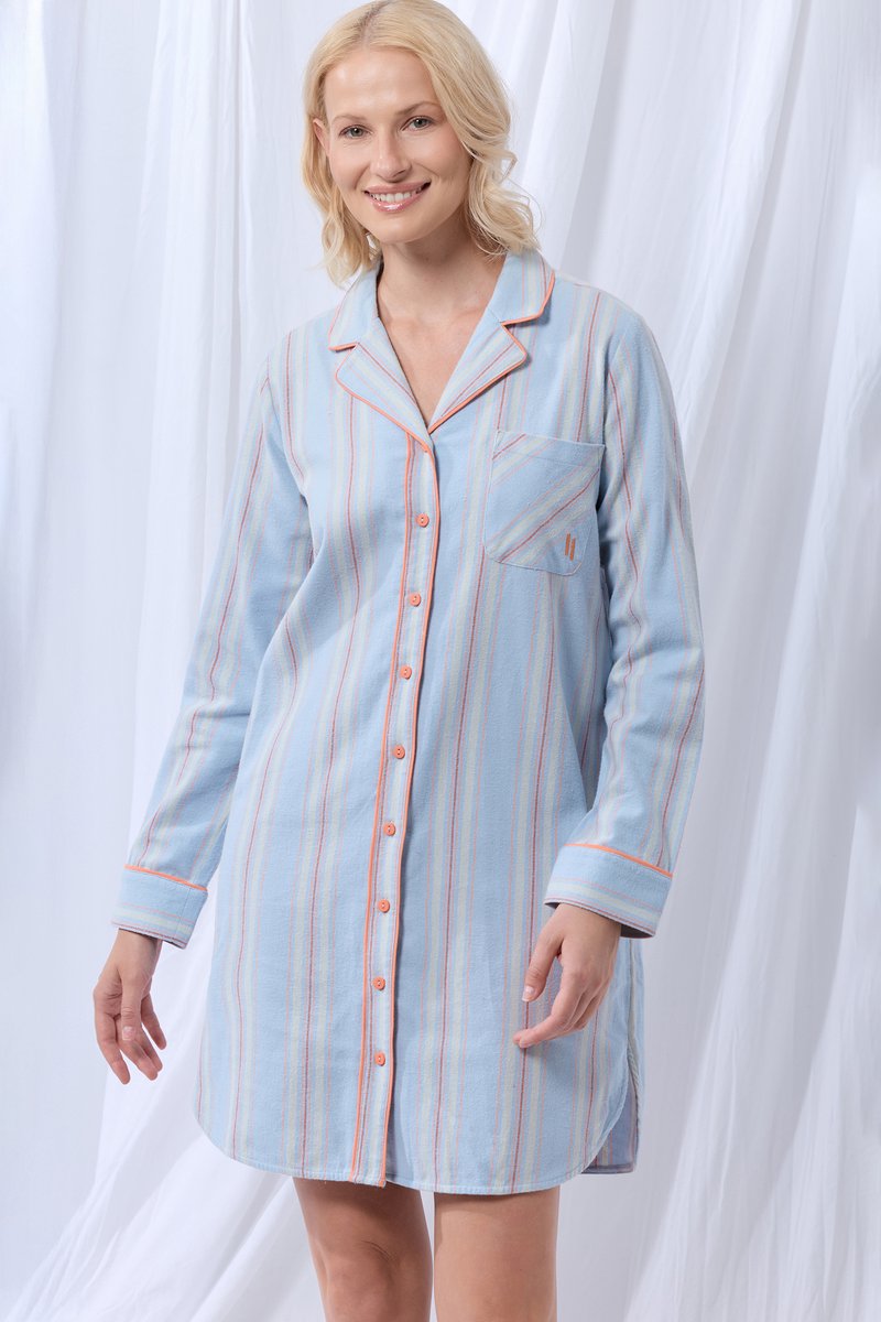 Lords & Lilies lords x lilies Slaapkleedje flanel streep lichtb lichtblauw-roest