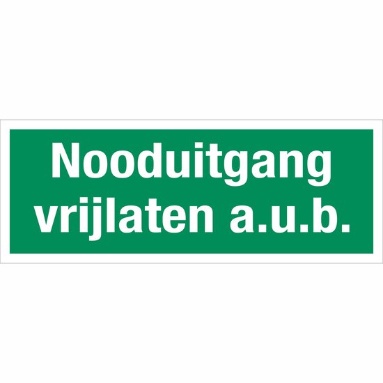 Foto: Sticker nooduitgang vrijlaten a u b 40 x 15 cm nalichtend