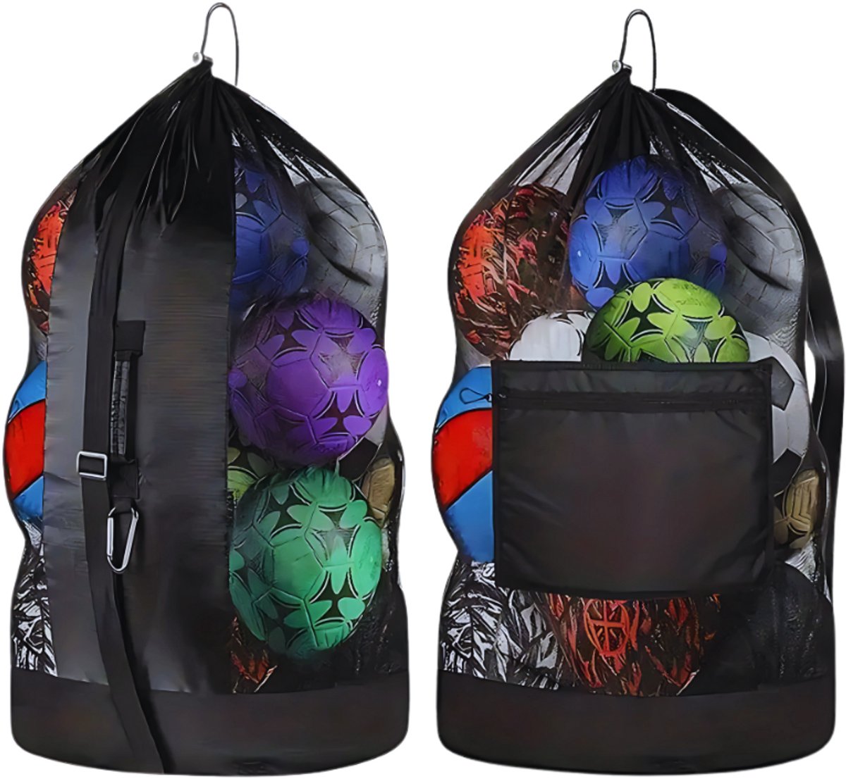 Naleo® Premium Ballentas - Met Verstelbare Schouderriem & Waterdicht Voorvak Met Rits - Voor 16 Ballen - Ballenzak - Ballentas - Ballennet