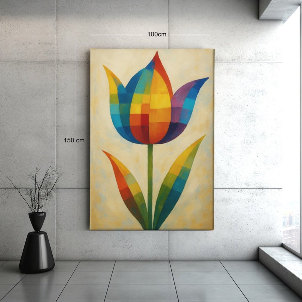 Trendex Global Canvas Schilderij - Tulp - Kleurrijk - Bloem - 60x40x2 cm