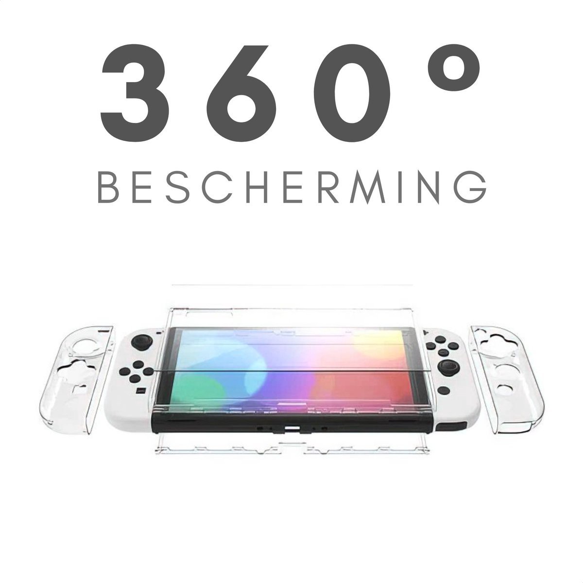 Xainy – Hard Case BLAUW geschikt voor Nintendo Switch OLED | Switch-games accessoires | beschermhoesje / cover voor de Nintendo Switch consoles | Screen protector & joycons pro controller grip inbegrepen | cadeau voor mannen – foto 3