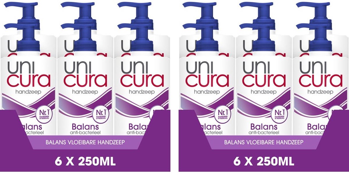 Bol.com Unicura Handzeep Pomp Balance 12 x 250ml - Voordeelverpakking aanbieding
