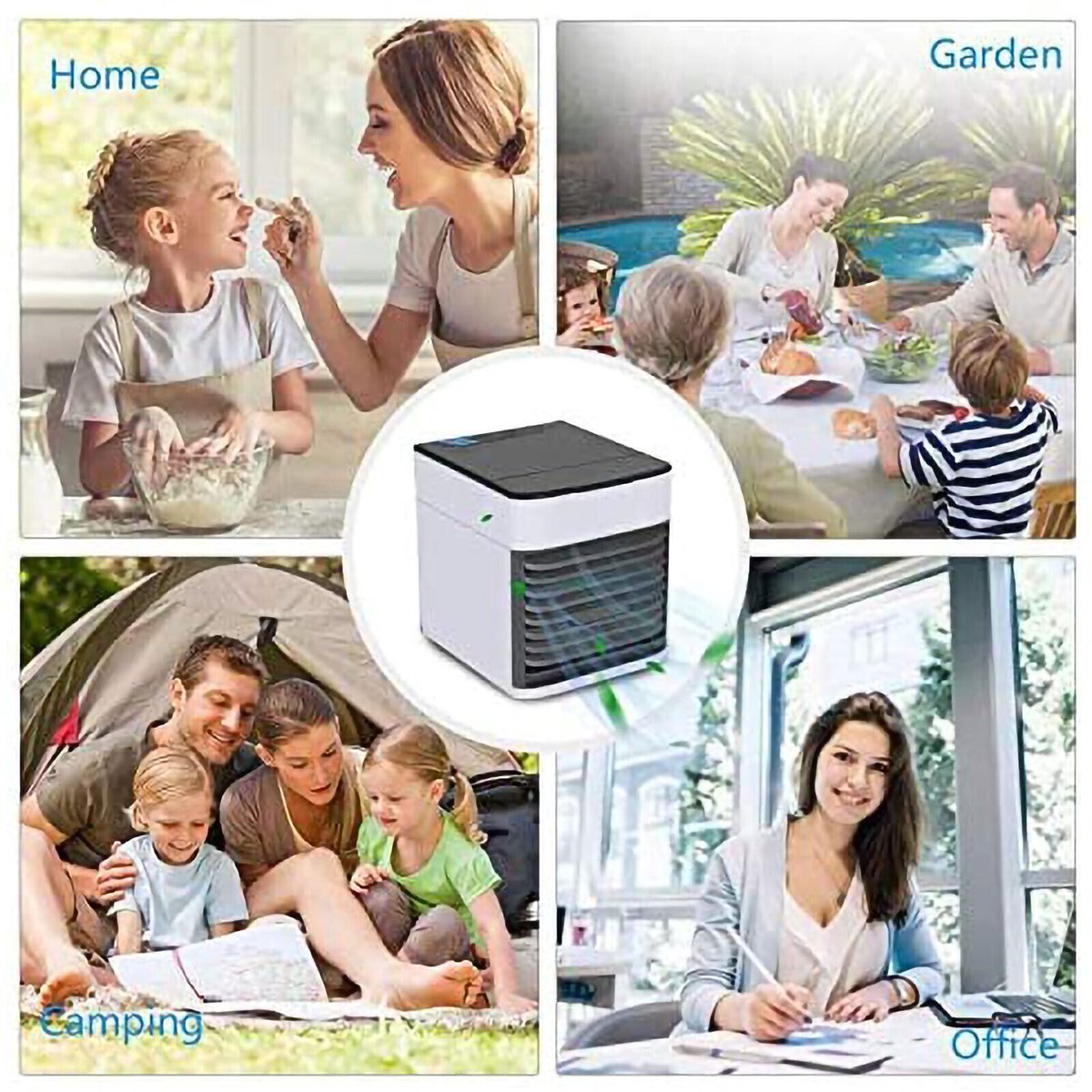 Airco -Mobiele Airco en Luchtkoeler met 6 Snelheden - Premium Mini Cold Air Fan 500ml - Stille Tafelventilator met LED Verlichting en Luchtfilter - Draagbare Luchtkoeler voor Slaapkamer en Kantoor - USB Aircofan – foto 4