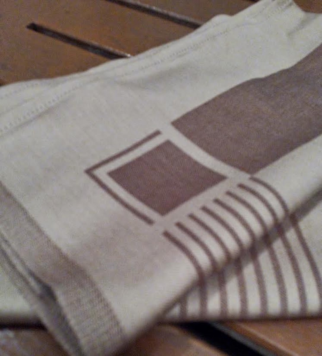 Set Van 12 Servetten, Lineair Taupe, 50x50cm, De Witte Lietaer