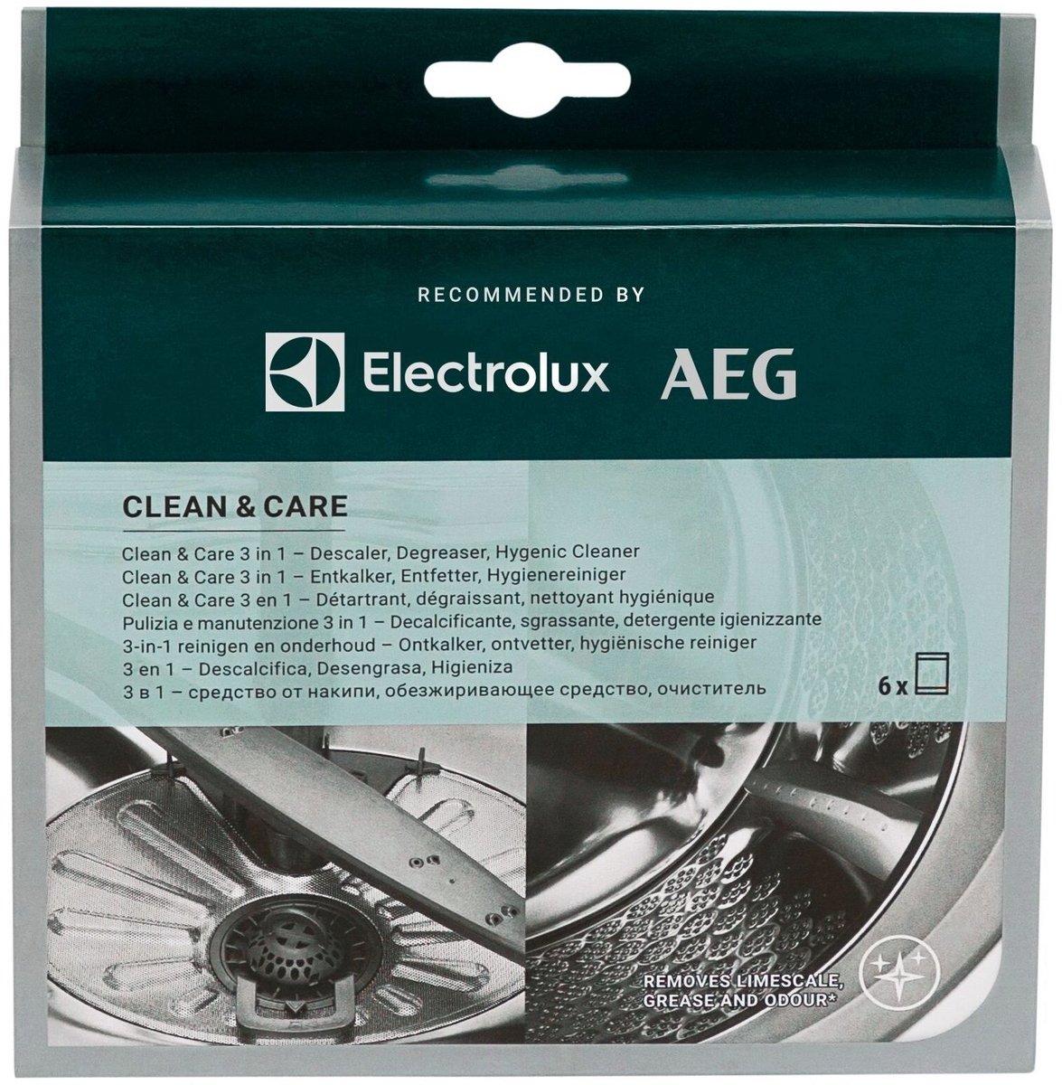 Electrolux M2GCP601 Clean and Care - 3 in 1 reiniger - reinigen en onderhoud - ontkalker, ontvetter en reiniger - geschikt voor wasmachines & vaatwassers - 6 zakjes goed voor een half jaar — afbeelding 1