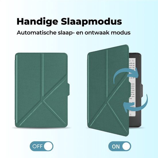 RENALUX - Hoesje Geschikt voor Kobo Clara BW E-Reader - Sleepcover Bookcase - Book Cover - Donkergroen — afbeelding 4