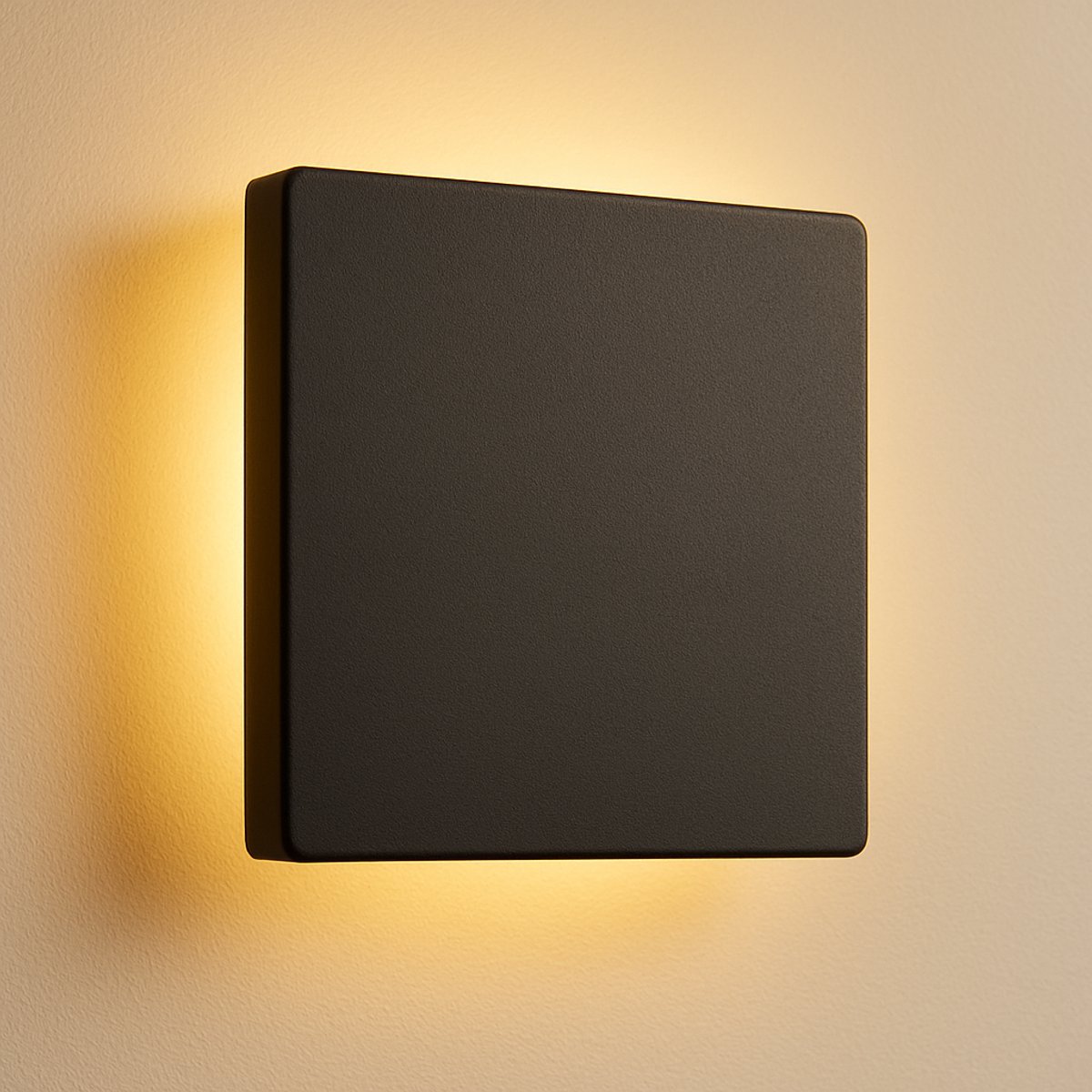 Wandlamp - Warm wit - Vierkant - 10W - 15 x 15cm - Aluminium + Kunststof - Zwart