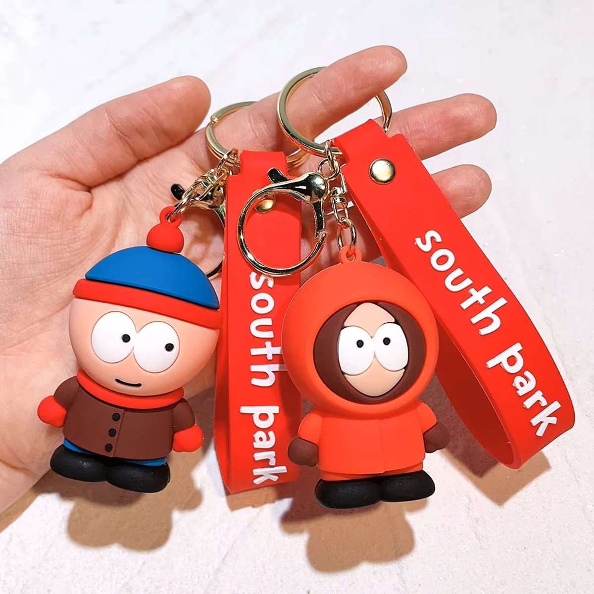 Happy Trendz® | 3D Meme Kenny Keychain Set (2 Stuks) | Orange Hoodie Boy | Sleutelhangers | Assorti Modellen | Premium Quality