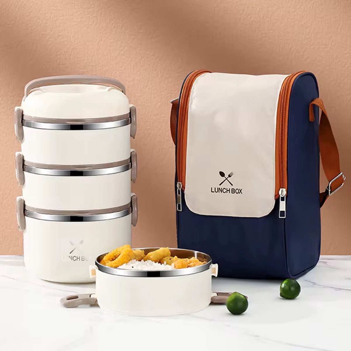 Multilayer Bento Lunchbox – Lekvrij – Met Compartimenten – Siliconen Afdichtring – Inclusief Tas & Handvat