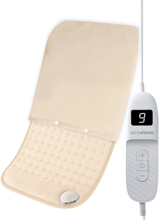Seranova Elektrisch Warmtekussen - Inclusief Hoes - Rug/ Voeten/ Nek/ Schouders/ Buik - Heating Pad - Verwarmingskussen - 60x30cm - Crème Beige