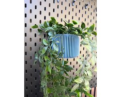 Hangende bloempot voor IKEA skadis pegboard - met handige ophang haken - voor binnen - binnen diameter 92mm - Mat licht blauw