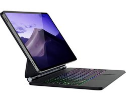 Namajunas - Tablet toetsenbord - Toetsenbordhoes geschikt voor Samsung Galaxy Tab S10+ Plus / S9+ / S9 FE+ / S8+ / S7 FE - 7-kleuren achtergrondverlichting - Multi-Touch Trackpad - Penhouder - Case - Zwart