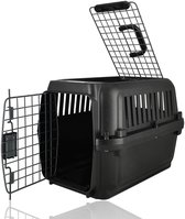 Kattenbench / Hondenbench Klein 50x35x34 cm – Transportbox Kat & Kleine Hond tot 5 kg – Demontabele Reismand met Schroeven – Draagbare Kunststof Vervoersbox Zwart