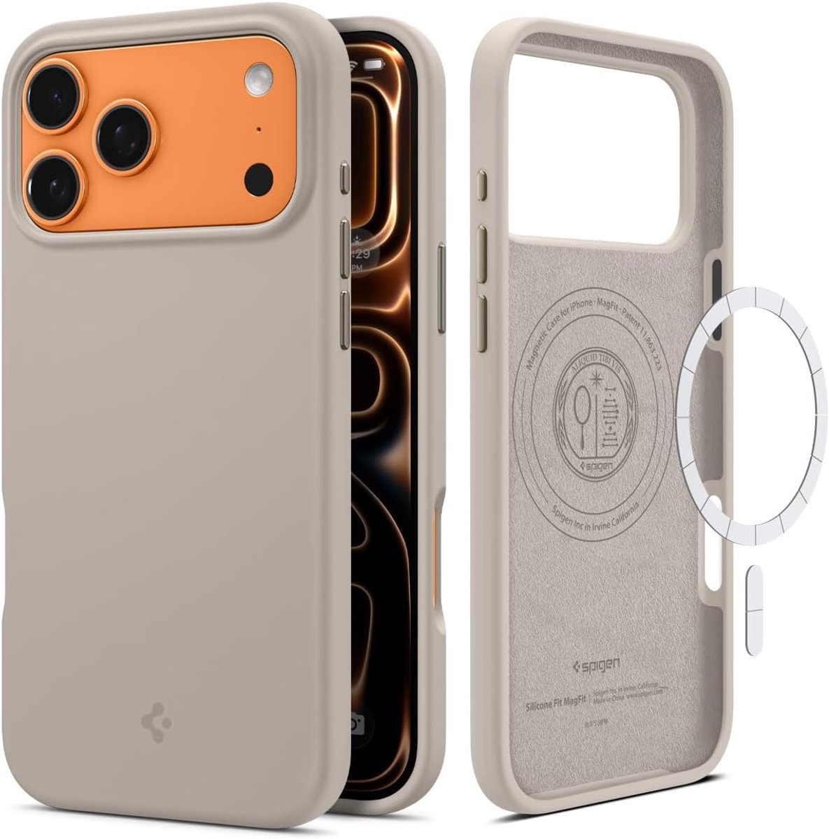 Spigen Geschikt voor Apple iPhone 17 Pro Max - Anti-stof & vingerafdruk - Militaire - Geschikt voor Mag - Siliconen - Back Cover Hoesje - Stone