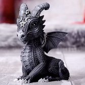 Draak beeldje - 10.5 x 7.5 cm - Zwart beeld - Draak - Gothic - Draak beeld - Beeld voor binnen - Decoratie beeld klein
