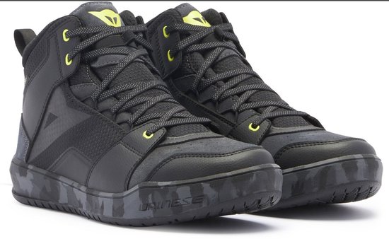 Chaussures de moto imperméables Dainese Suburb D-WP Noir Camo Jaune Acide - Taille 42 - Botte