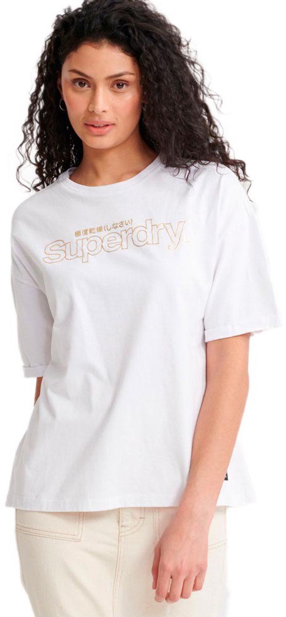 Superdry Swiss Logo Outline Boxy T-shirt Met Korte Mouwen S Vrouw Optic