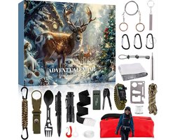 Kerst Countdown Survival Kit Kalender voor Heren 2025 - 24 Dagen Outdoor Gereedschap - Survival Toolkit - Nooduitrusting - Outdoor Gereedschap - Perfect Cadeau voor Vader en Zoon - Voor Heren - B