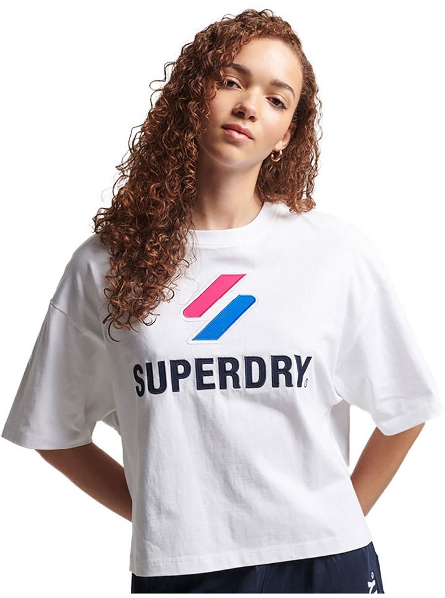 Superdry Code Sl Stacked Apq Boxy T-shirt Met Korte Mouwen XS Vrouw Optic