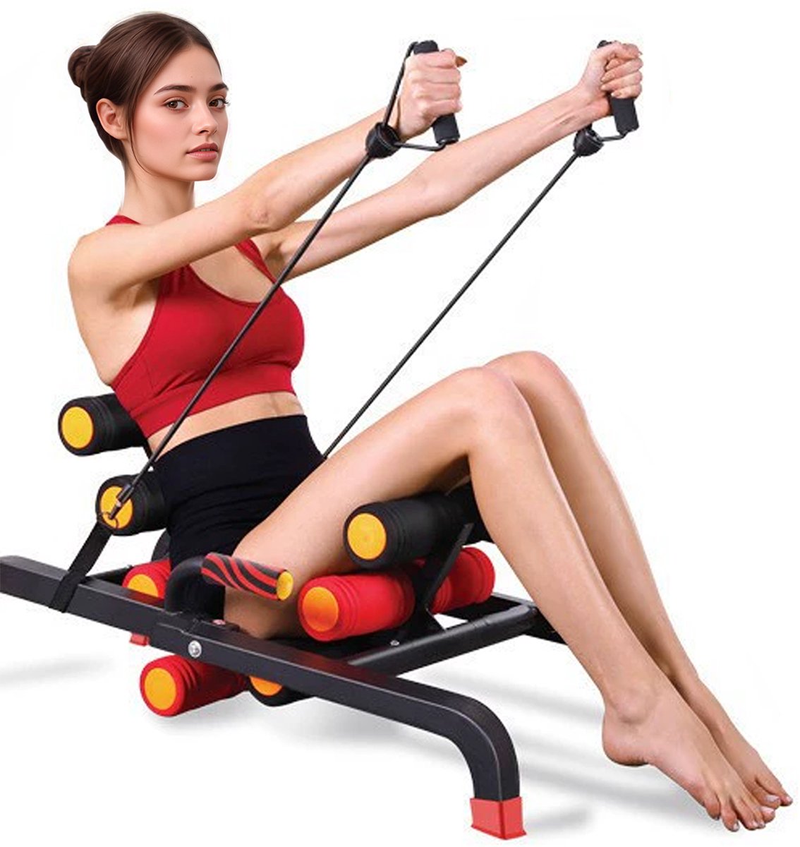 1x buiktrainer – 10-in-1 buikspiertrainers met weerstandsbanden – multifunctionele ab trainer met massagefunctie – voor core, rug en full-body workout