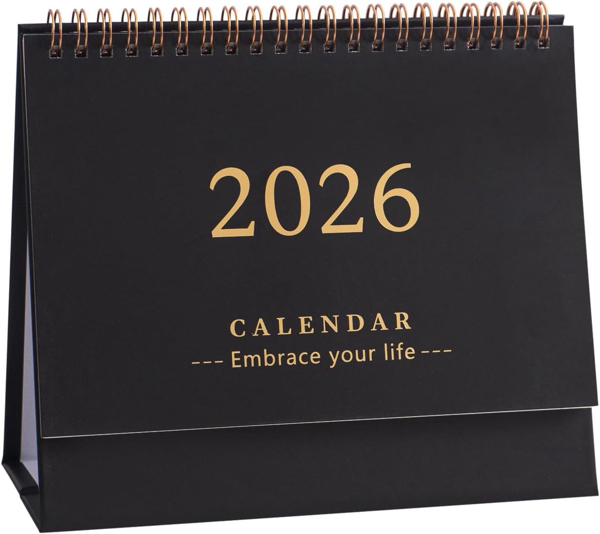 Bureaukalender 2025-2026 - Staande klapkalender - van juli 2025 tot december 2026 - 18-maandenkalender met metalen ringband met dubbele spiraalbinding - voor thuis kantoor en school - 19 x 16 cm - 1 stuk(zwart)