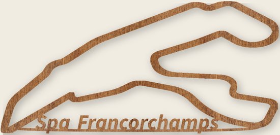 Circuit Spa-Francorchamps België wanddecoratie – geometrische line-art – klein 25×11,8 cm – palissanderkleur – autosport – wandbord