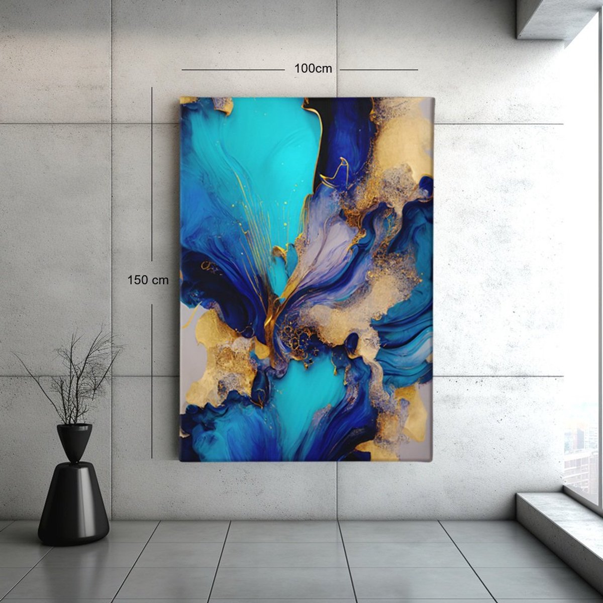 Trendex Global Canvas Schilderij - Abstract - Blauwe Marmer - 120x80x2 cm
